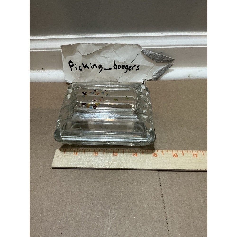Vintage 1960 Clear Glass Cigarette Box Trinket Box - Picture 8 of 8